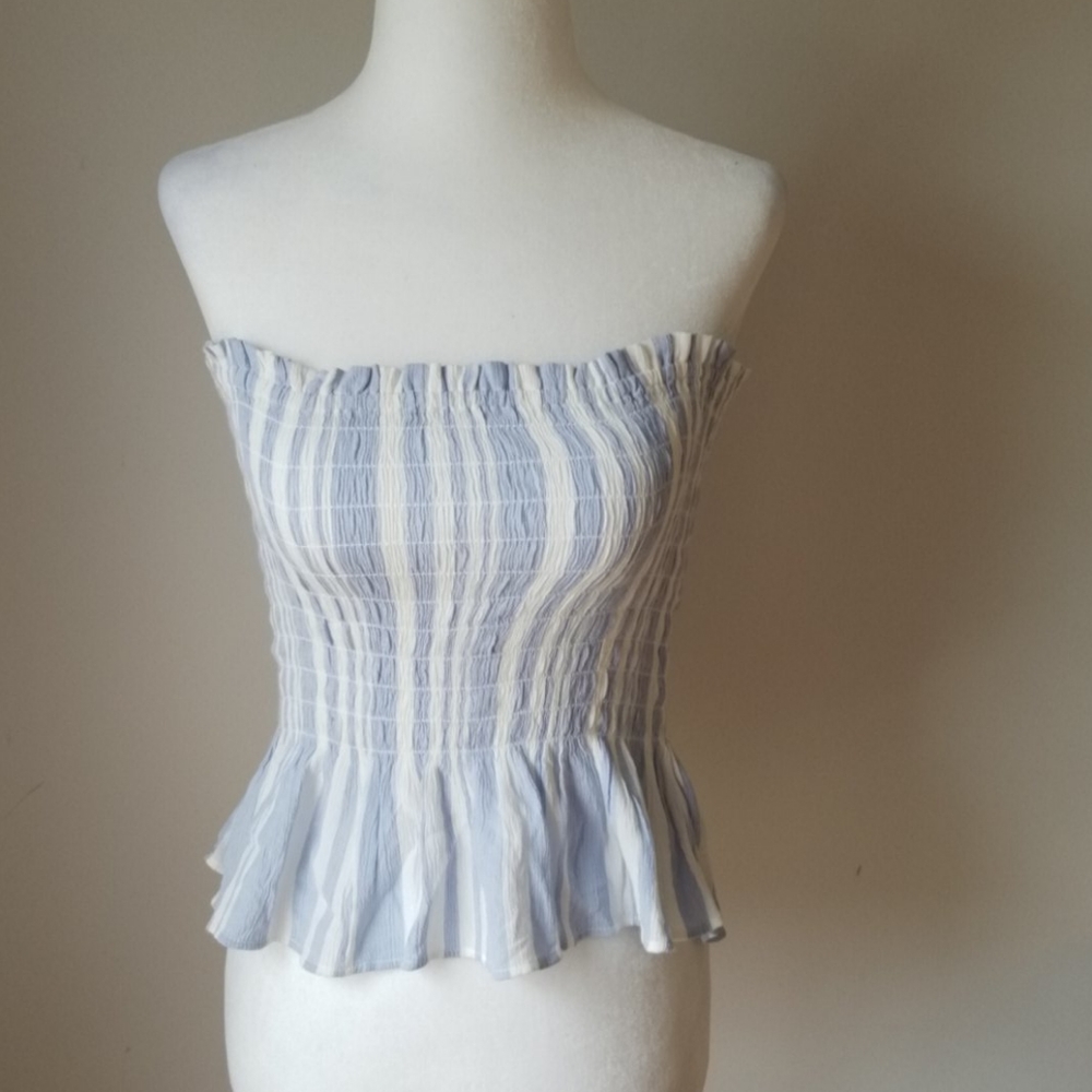 American Eagle blue and white tube top